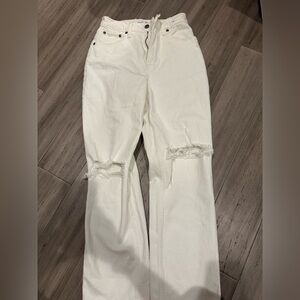 Abercrombie & Fitch Women's White Straight Leg Jeans